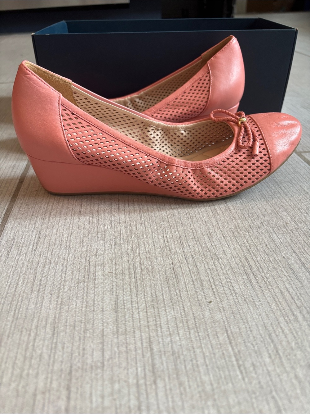 Cole Haan Tali Wedge Pumps, Pink Slip-On, Leather, & Breathable - Picture 3 of 8